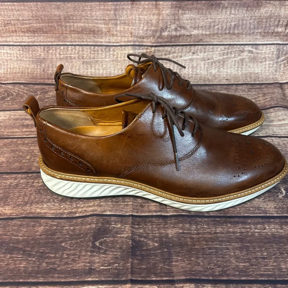 ECCO ST.1 Hybrid Brogue Brown Leather Wingtip Oxford Shoes Mens Sz 46 US 12-12.5